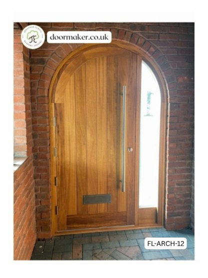 arched entrance door made from iroko