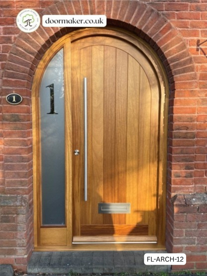 arched entrance door made from iroko