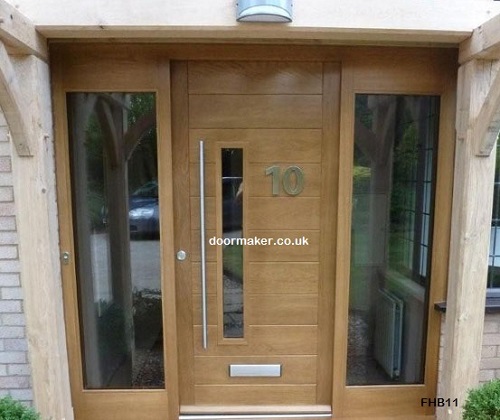 contemporary front door fhb clear sidelights oak
