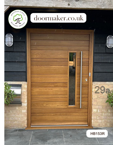 contemporary door with random boards oak bespoke