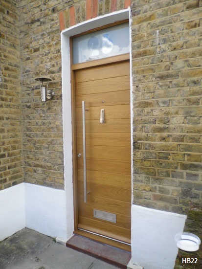contemporary oak door toplight